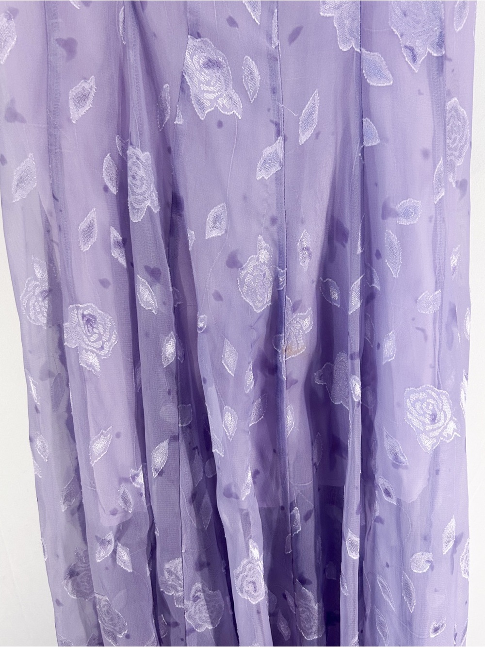 Lavender 3D Floral Appliqué Burnout Midi Dress Fairycore Coquette Small - Picture 3 of 6